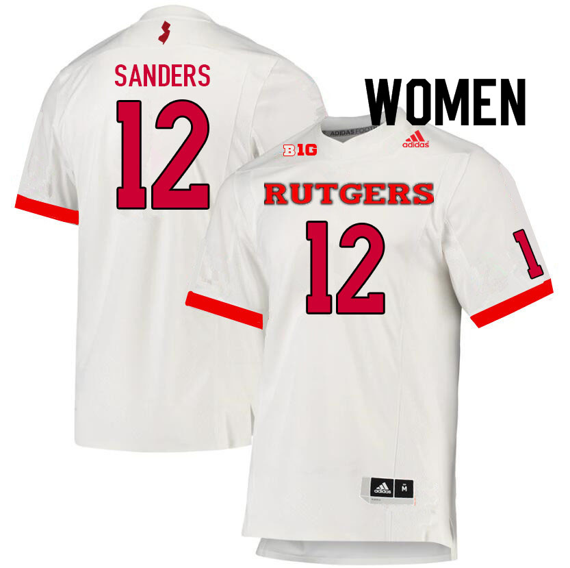 Women #12 Brandon Sanders Rutgers Scarlet Knights College Football Jerseys Sale-White - Click Image to Close